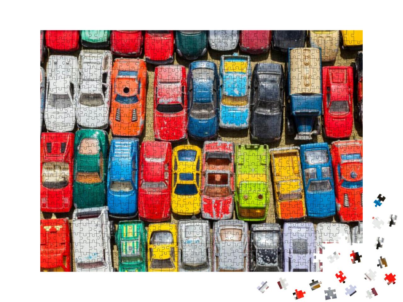 Overhead Photograph of Old Toy Cars... Jigsaw Puzzle with 1000 pieces