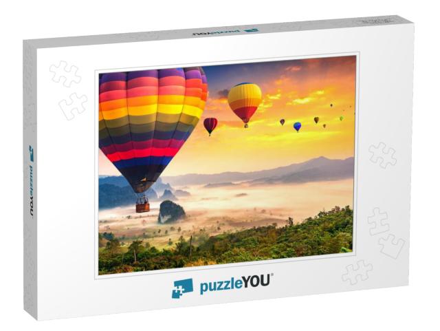 Aerial View from Colorful Hot Air Balloons Flying Over wi... Jigsaw Puzzle