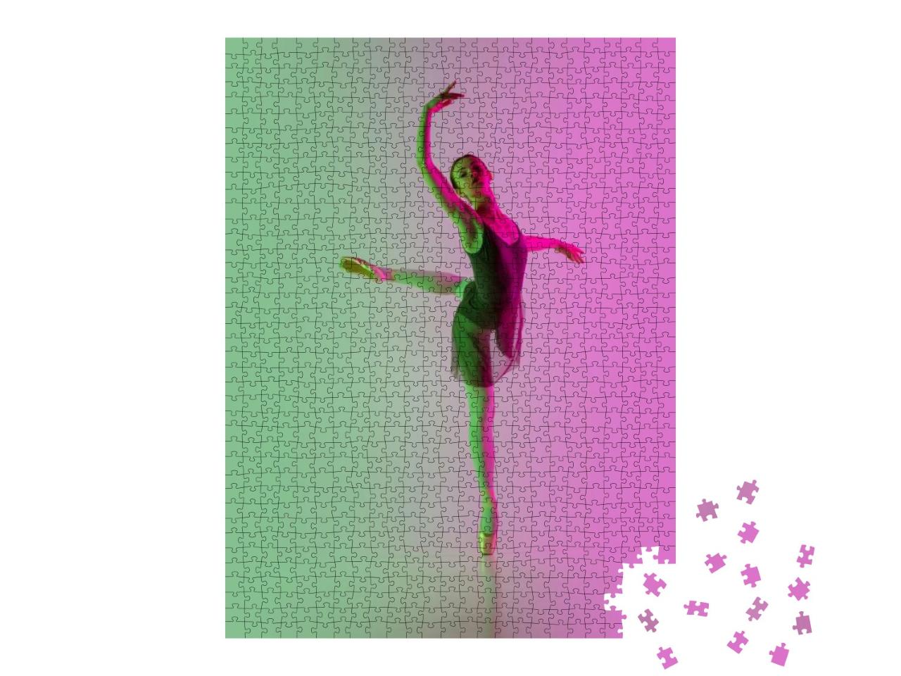 Tender. Young & Graceful Ballet Dancer Isolated on Gradie... Jigsaw Puzzle with 1000 pieces