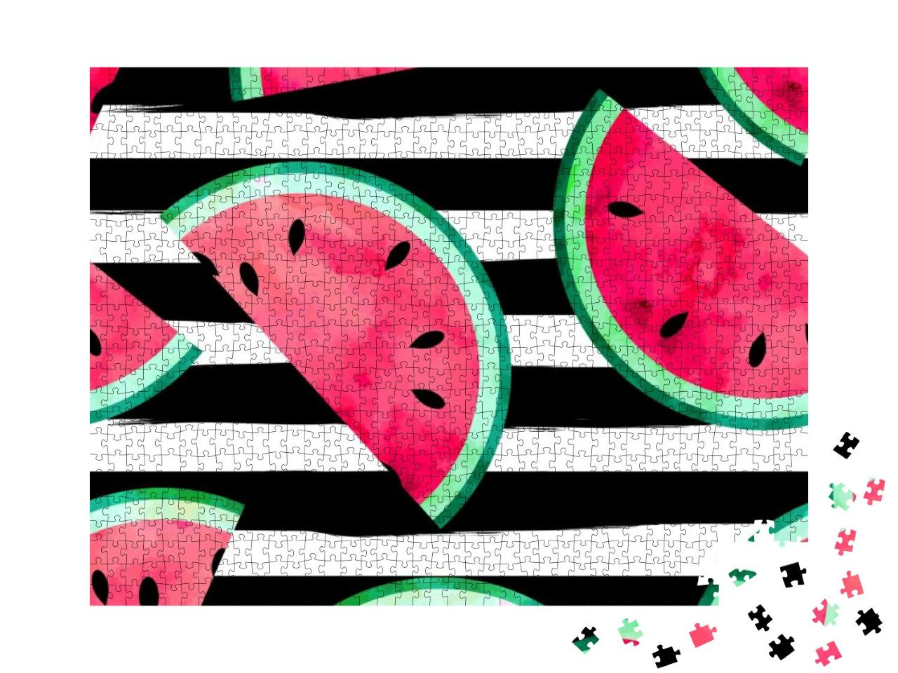 Fruity Seamless Vector Pattern with Watercolor Paint Text... Jigsaw Puzzle with 1000 pieces