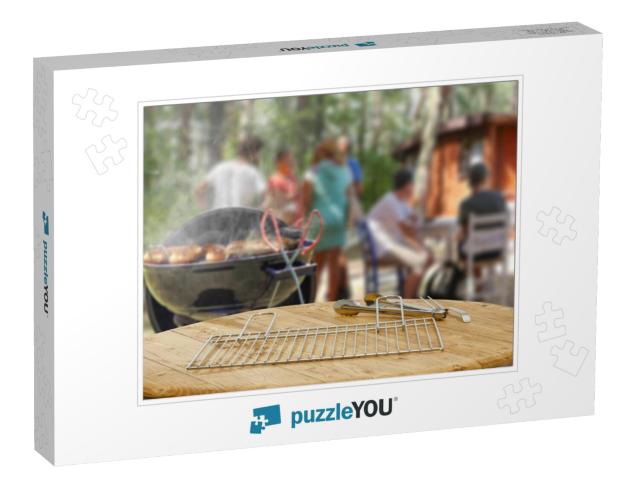 Table background of free space and grill time Jigsaw Puzzle