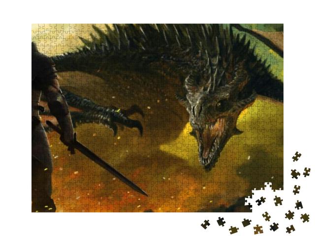 Warrior & a Dragon... Jigsaw Puzzle with 1000 pieces