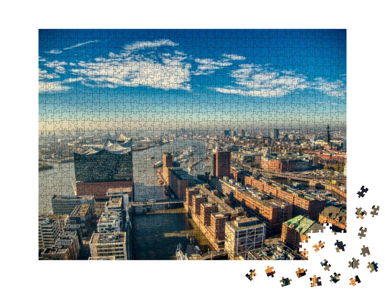 Elbphilharmonie Hamburg Aerial Harbor Elbe River... Jigsaw Puzzle with 1000 pieces