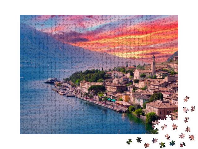 Panorama of Limone Sul Garda, a Small Town on Lake Garda... Jigsaw Puzzle with 1000 pieces