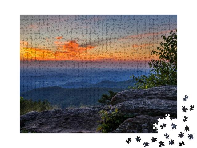 Usa, Virginia, Shenandoah National Park, Sunrise At Hazel... Jigsaw Puzzle with 1000 pieces