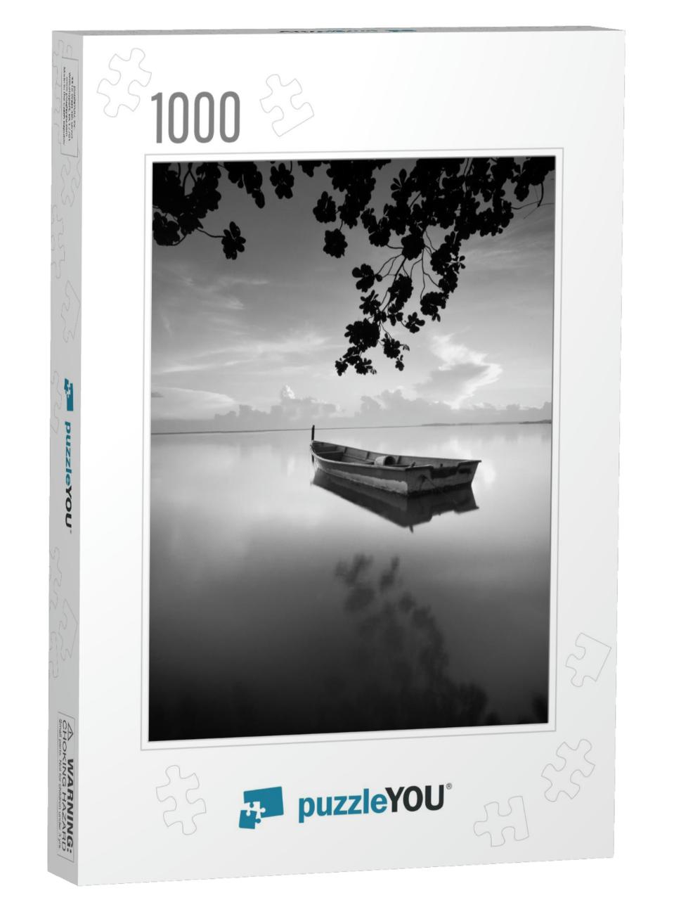 Fine Art Image in Black & White of Traditional Fishing Bo... Jigsaw Puzzle with 1000 pieces
