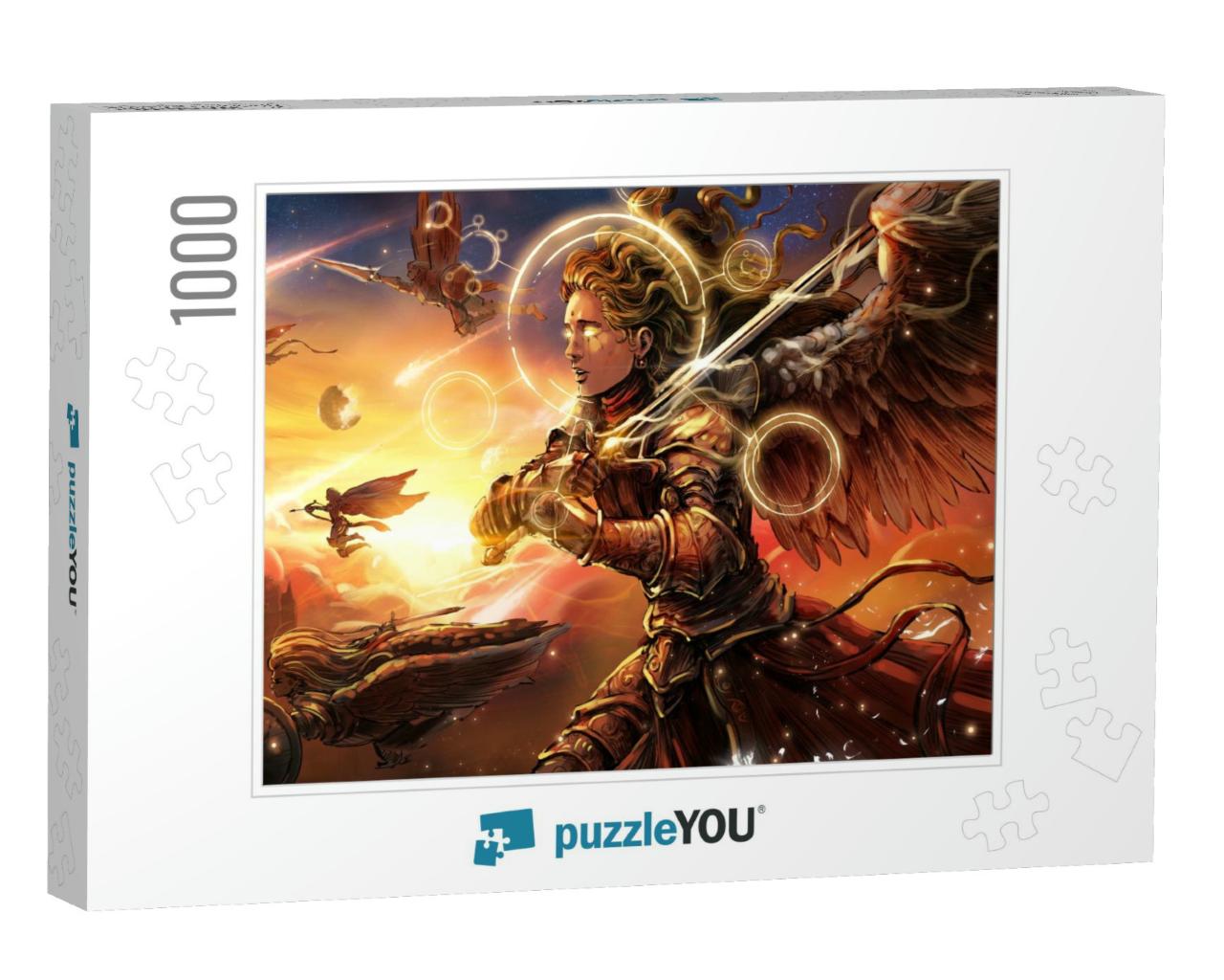 Angelic Army Depicts a Beautiful Female Knight Flying Acr... Jigsaw Puzzle with 1000 pieces