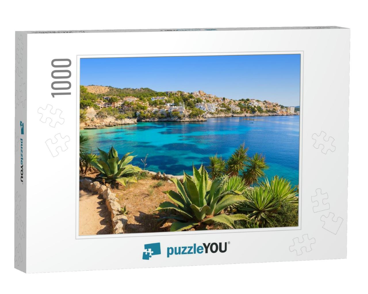Sea View Azure Water Beach Village, Cala Fornells, Majorc... Jigsaw Puzzle with 1000 pieces