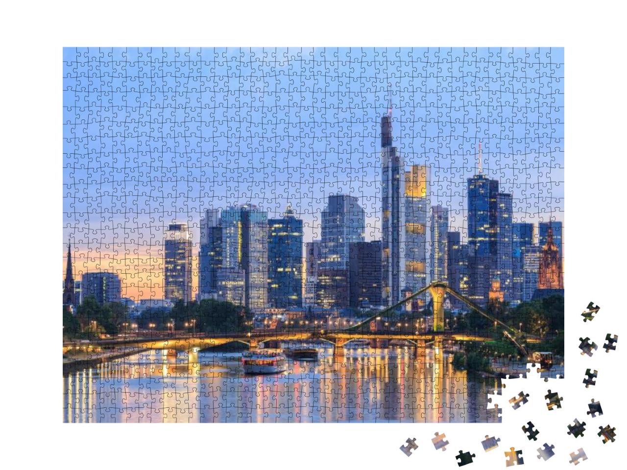 View of Frankfurt Am Main Skyline At Dusk, Germany... Jigsaw Puzzle with 1000 pieces