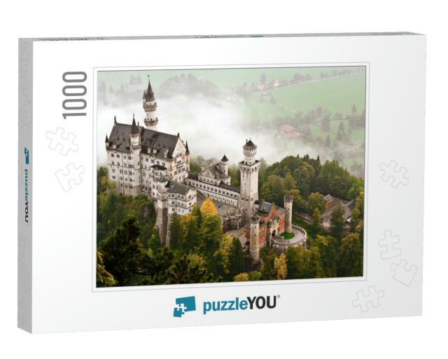 Neuschwanstein Castle Shrouded in Mist in the Bavarian Al... Jigsaw Puzzle with 1000 pieces