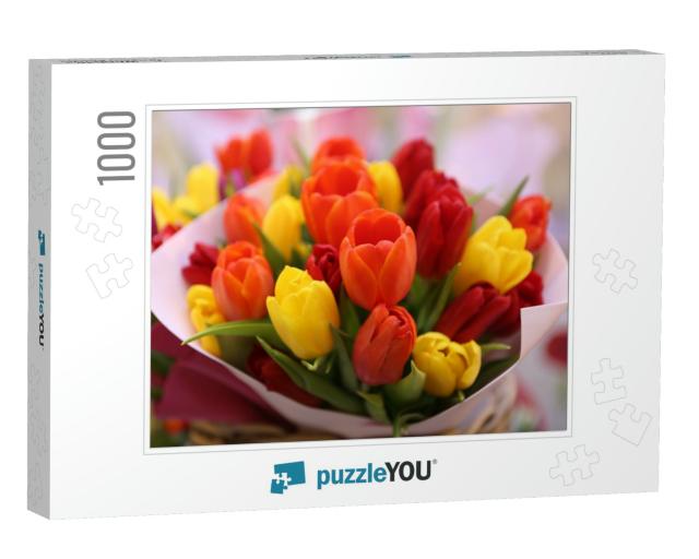 Tulip, Tulips Bouquet. Present for March 8, International... Jigsaw Puzzle with 1000 pieces
