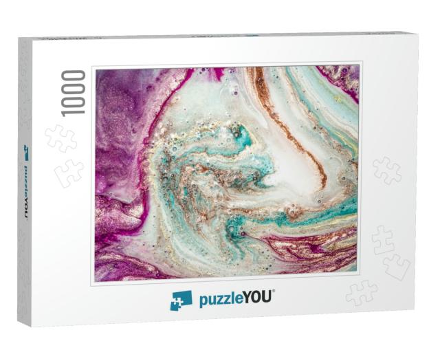 Ebru- Ancient Oriental Drawing Technique. Natural Luxury... Jigsaw Puzzle with 1000 pieces