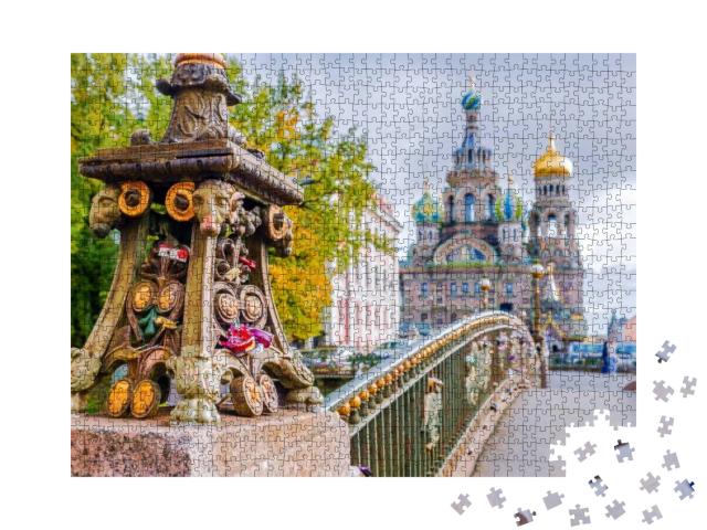 Detail of a Bridge in Saint-Petersburg on a Background Ch... Jigsaw Puzzle with 1000 pieces