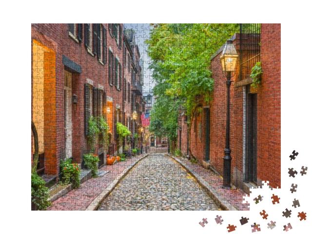 Acorn Street in Boston, Massachusetts, Usa... Jigsaw Puzzle with 1000 pieces