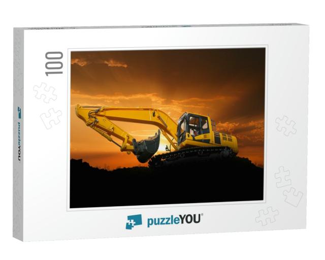 Crawler Excavators Are Digging the Soil in the Constructi... Jigsaw Puzzle with 100 pieces