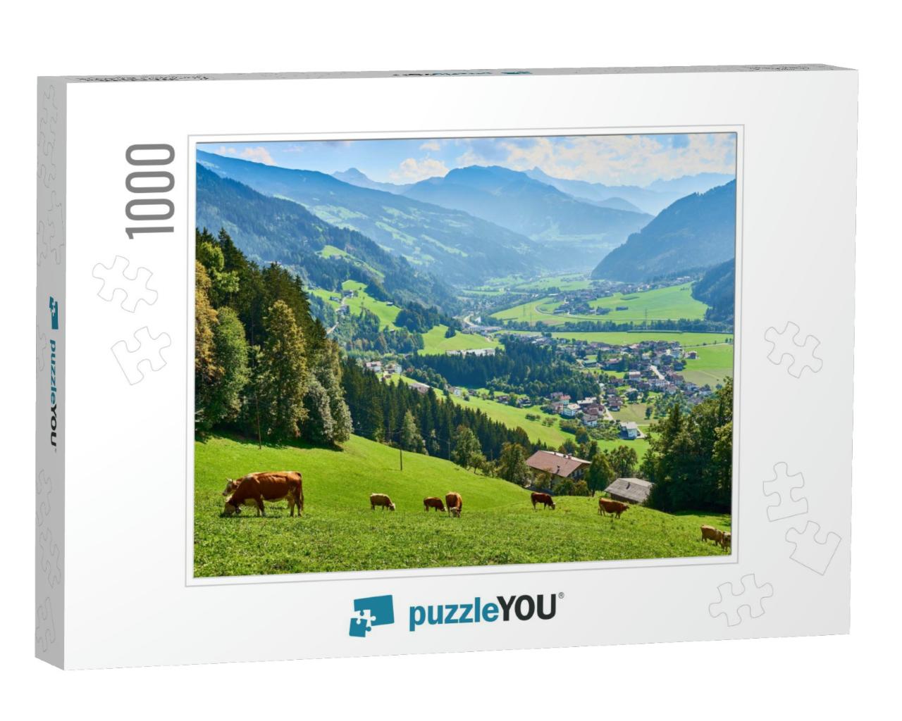 View Over Beautiful Valley Zillertal in Tirol in Austria... Jigsaw Puzzle with 1000 pieces