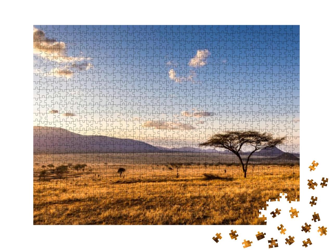 Amazing Sunset At Savannah Plains in Tsavo East National... Jigsaw Puzzle with 1000 pieces