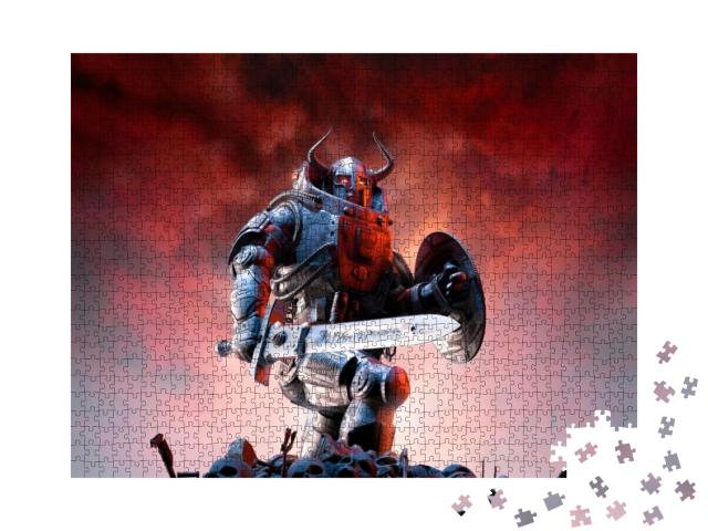 Futuristic Viking Victory - 3D Illustration of Science Fi... Jigsaw Puzzle with 1000 pieces