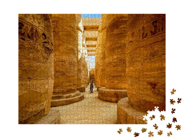 Egyptian Temple Guard in Karnak Complex, Luxor, Egypt... Jigsaw Puzzle with 1000 pieces