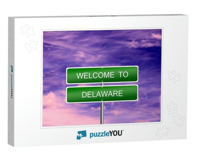 Delaware Welcome Us State Vacation Landscape USA Sign Trav... Jigsaw Puzzle