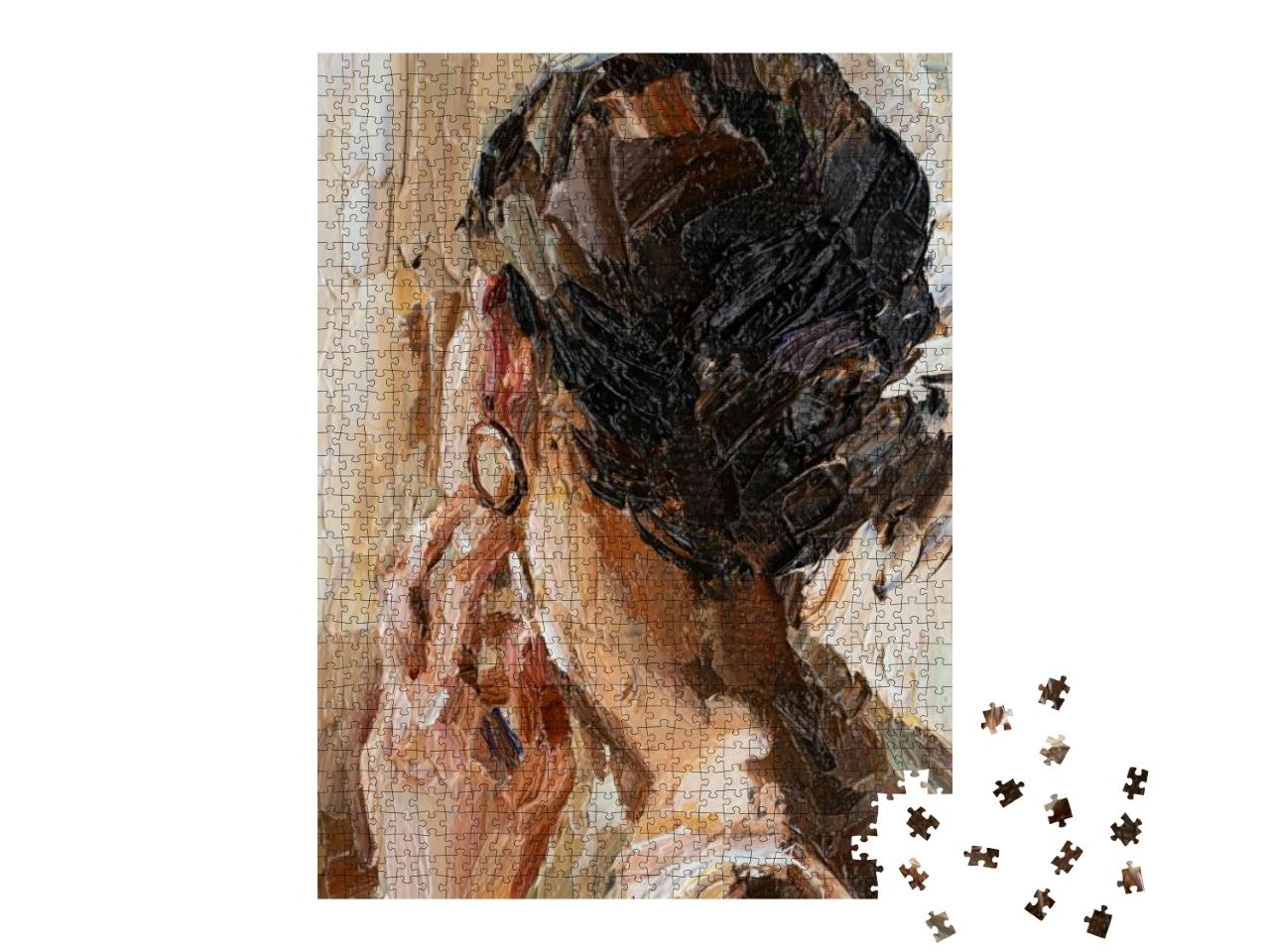 Beautiful Attractive Young Woman with an Earring in Her E... Jigsaw Puzzle with 1000 pieces