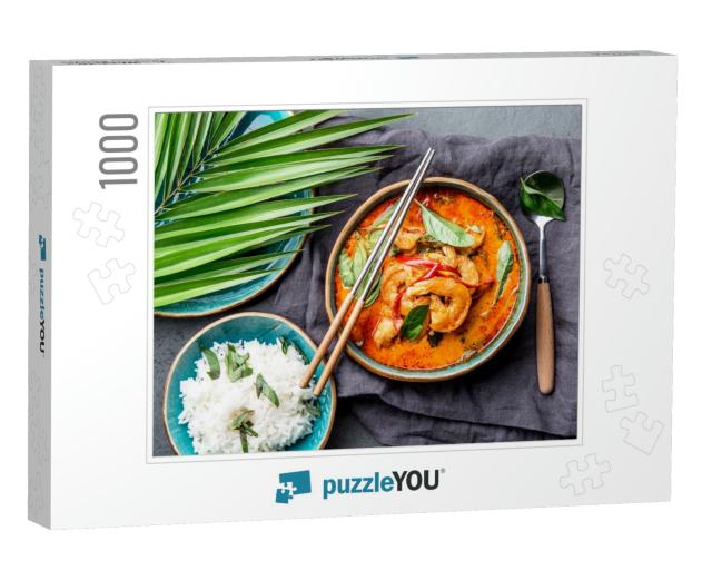 Thai Shrimps Red Curry. Thailand Tradition Red Curry Soup... Jigsaw Puzzle with 1000 pieces