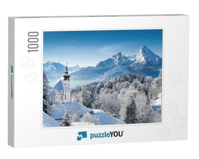 Panoramic View of Beautiful Winter Wonderland Mountain Sc... Jigsaw Puzzle with 1000 pieces