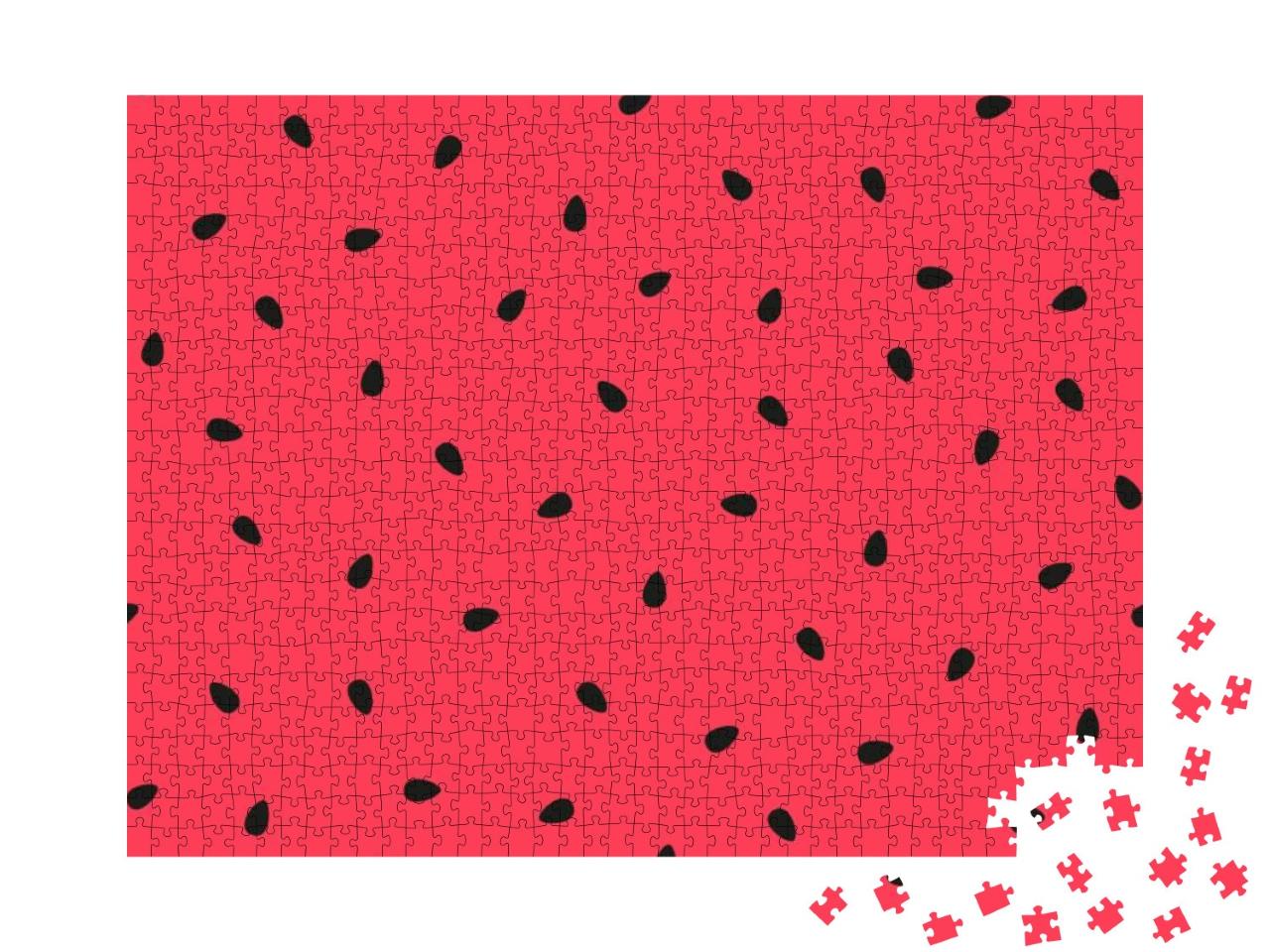 Vector Watermelon Background with Black Seeds... Jigsaw Puzzle with 1000 pieces