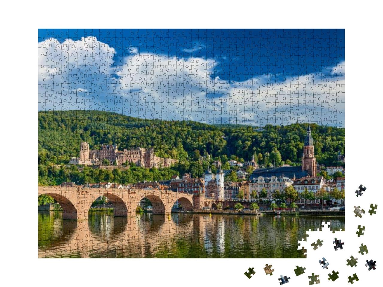 Heidelberg Town with Old Karl Theodor Bridge & Castle on... Jigsaw Puzzle with 1000 pieces
