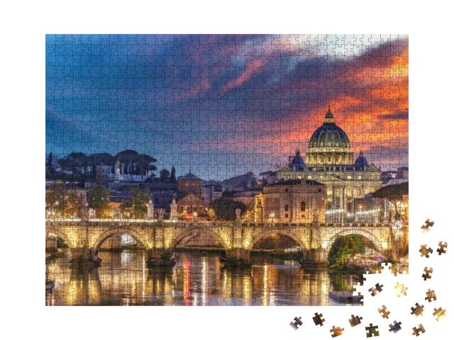 View on the Vatican in Rome, Italy, At Sunset with Dramat... Jigsaw Puzzle with 1000 pieces
