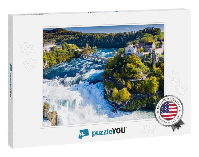 Rhine Falls or Rheinfall, Switzerland Panoramic Aerial Vi... Jigsaw Puzzle