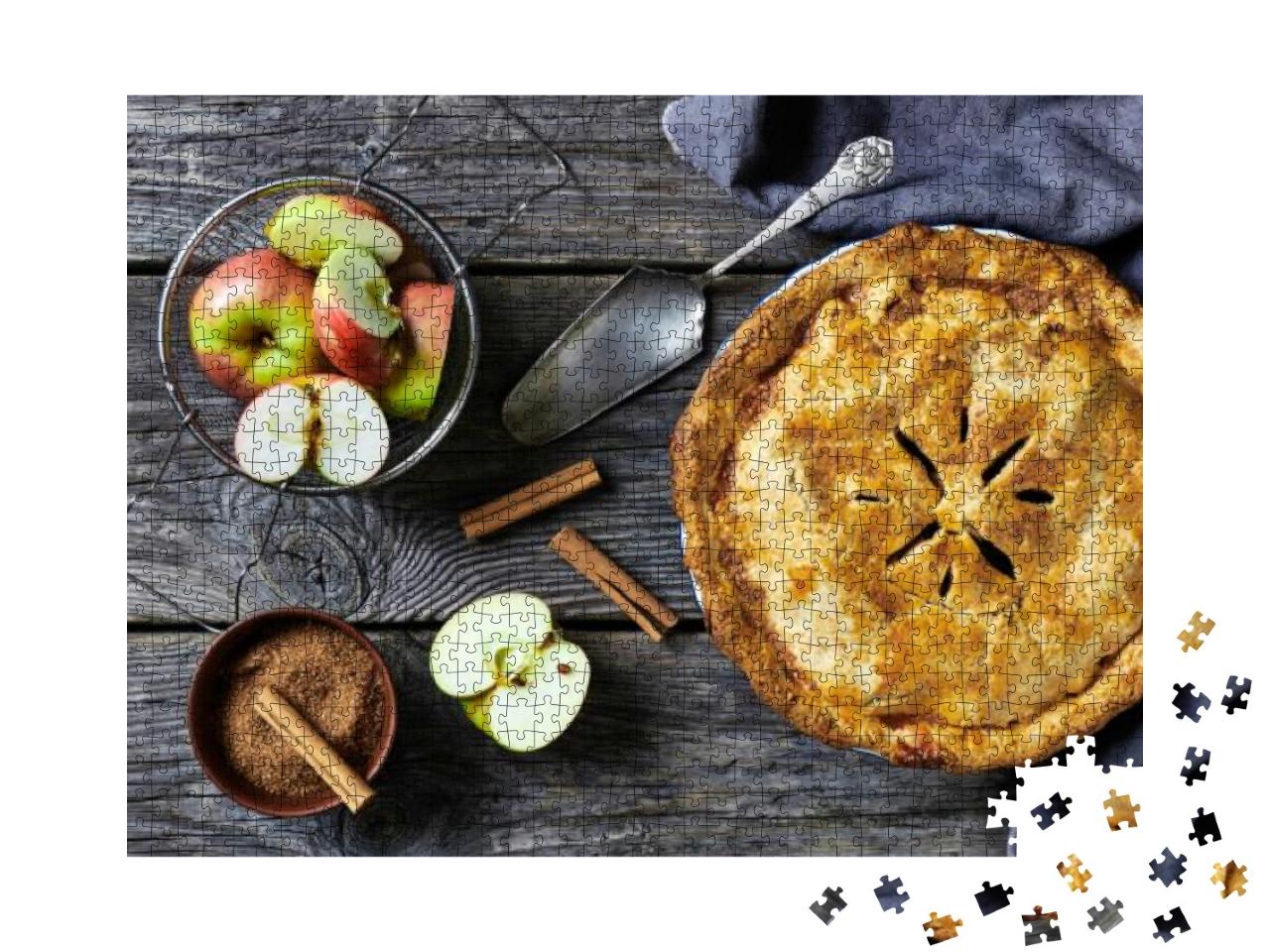 Classic American Autumn Dessert Apple Pie with Cinnamon &... Jigsaw Puzzle with 1000 pieces
