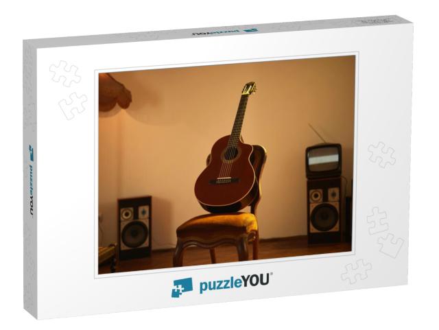 Acoustic Guitar in a Retro Vintage Room... Jigsaw Puzzle