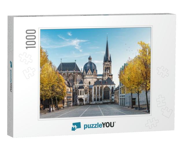 Huge Gothic Cathedral in Aachen Germany During Autumn wit... Jigsaw Puzzle with 1000 pieces