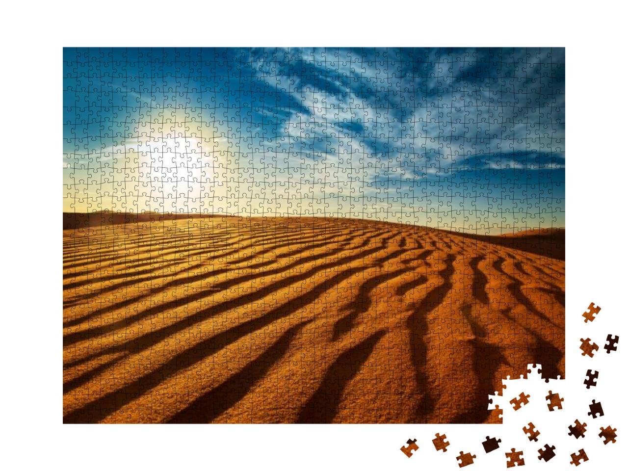 Sunset in the Sahara Desert. Erg Chebbi, Merzouga, Morocc... Jigsaw Puzzle with 1000 pieces