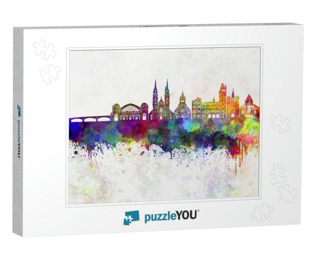 Basel Skyline in Watercolor Background... Jigsaw Puzzle