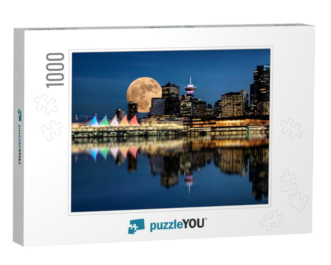 Vancouver Night Full Moon from Stanley Park... Jigsaw Puzzle with 1000 pieces