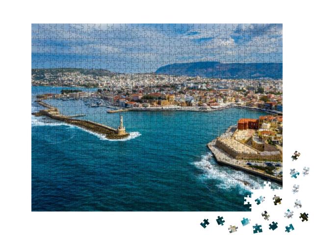 Panoramic Aerial View from Above of the City of Chania, C... Jigsaw Puzzle with 1000 pieces