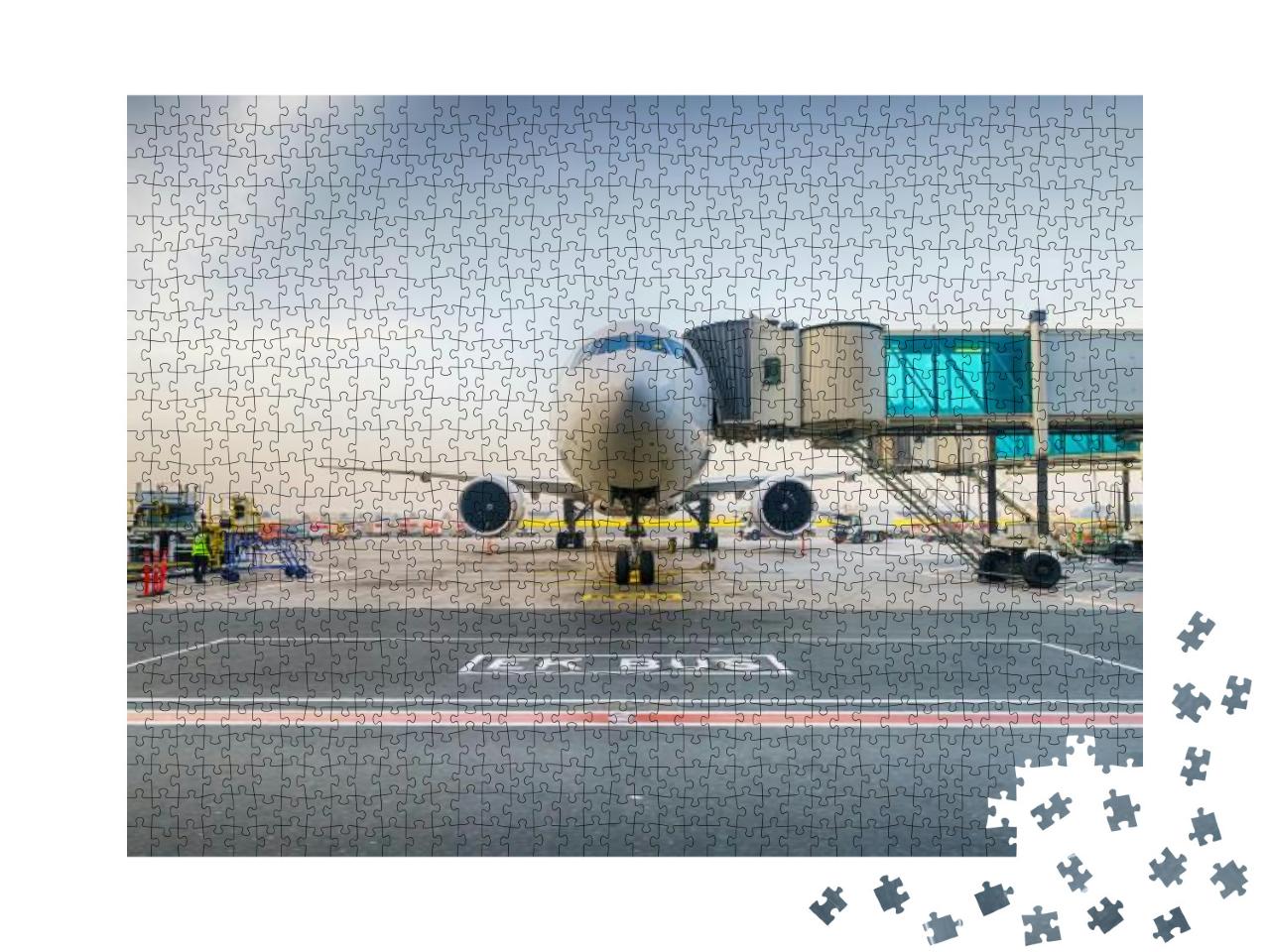 Jet Aircraft Docked in Dubai International Airport... Jigsaw Puzzle with 1000 pieces