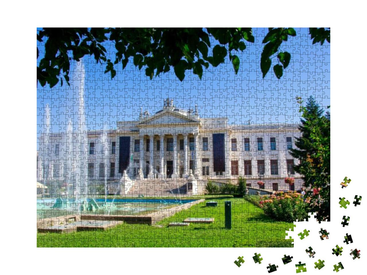 The Beautiful Blossoming Rose Garden, the Water Splashes... Jigsaw Puzzle with 1000 pieces