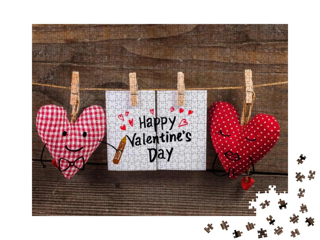 Happy Valentines Day & Heart. Card with Happy Valentines... Jigsaw Puzzle with 1000 pieces