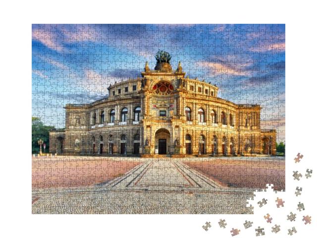 Semperoper Opera Building At Night in Dresden... Jigsaw Puzzle with 1000 pieces