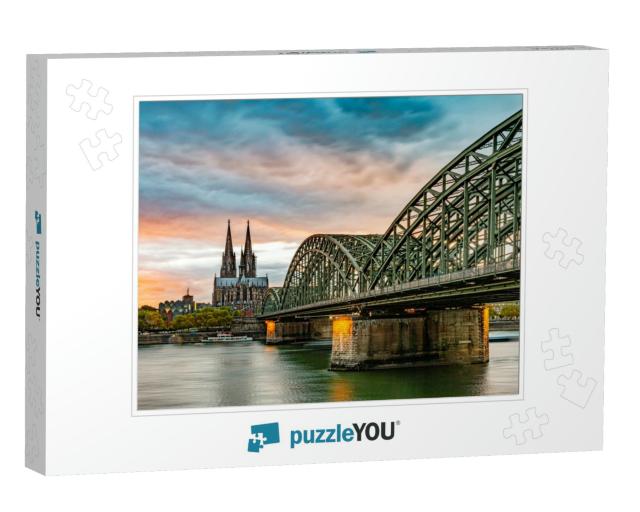 Famous Hohenzollern Bridge & Cologne Cathedral, Germany... Jigsaw Puzzle