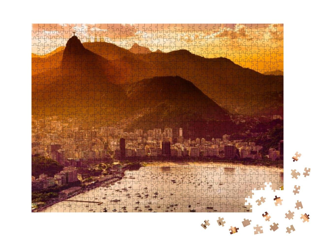 Aerial View of Buildings on the Beach Front, Botafogo, Gu... Jigsaw Puzzle with 1000 pieces