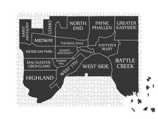 Saint Paul Minnesota City Map USA Labelled Black Illustrat... Jigsaw Puzzle with 1000 pieces