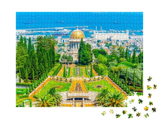 Aerial View of Bahai Gardens in Haifa, Israel... Jigsaw Puzzle with 1000 pieces