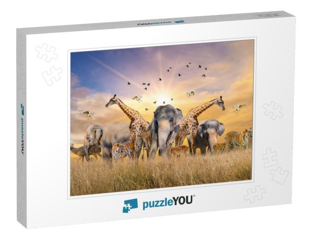 Large Group of African Safari Animals. Wildlife Conservat... Jigsaw Puzzle