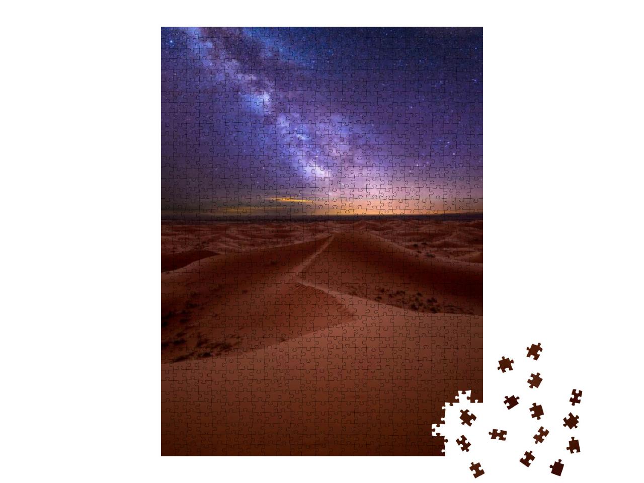 Amazing Milky Way Over the Dunes Erg Chebbi in the Sahara... Jigsaw Puzzle with 1000 pieces