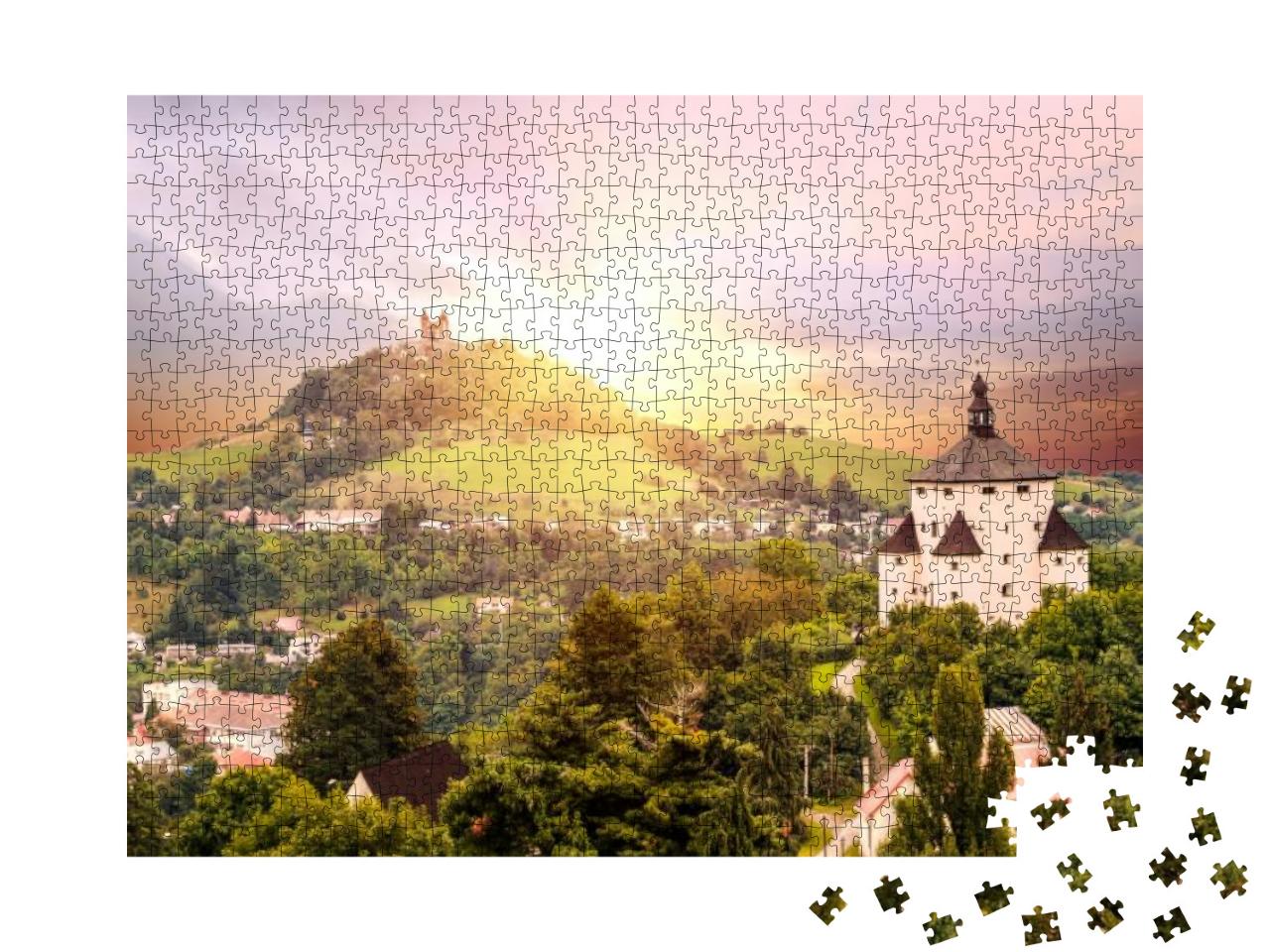 Old Slovakian Mining Town of Banska Stiavnica At Dusk. th... Jigsaw Puzzle with 1000 pieces