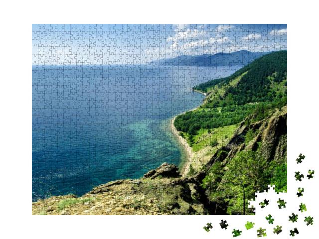 View Above Big Beautiful Lake, Baikal Lake, Russia... Jigsaw Puzzle with 1000 pieces
